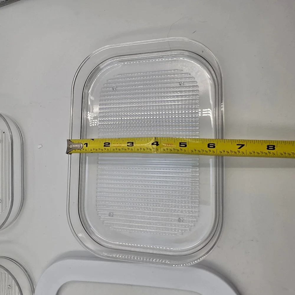 Clear Plastic 3 Tier Stackable Food Storage Container Set White Lid 9x6 Inch L4